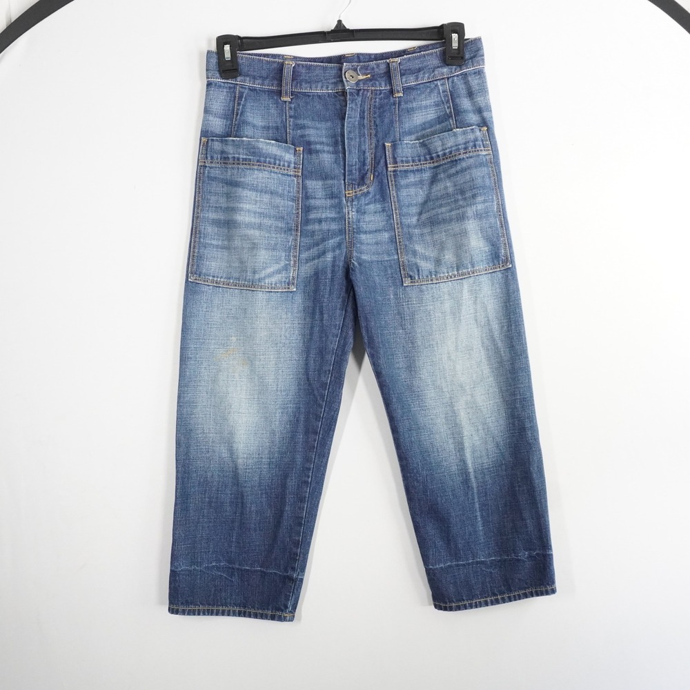 Standard James Perse Cropped Denim Carpenter capri Jeans, Women's Size 26, Blue‎